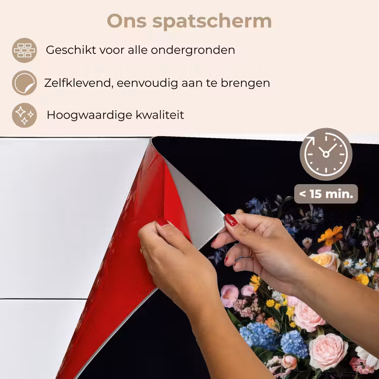 Bloemenvaas - Hout - Bloemen - Boeket keuken achterwand spatscherm klein -spatscherm_NL