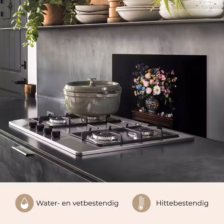 Bloemenvaas - Hout - Bloemen - Boeket keuken achterwand spatscherm klein -usp_NL