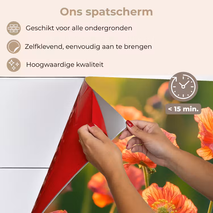 Bloemenveld - Zonnestralen - Oranje keuken achterwand spatscherm klein -spatscherm_NL