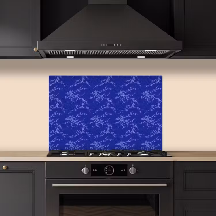 Bloesem - Bloemen - Blauw keuken achterwand spatscherm klein 900 -sfeer1