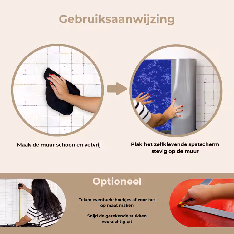 Bloesem - Bloemen - Blauw keuken achterwand spatscherm klein 900 -gebruiksaanwijzing_NL