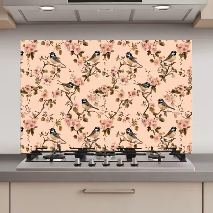 Bloesem - Koolmees - Roze keuken achterwand spatscherm klein 900 -3d_website