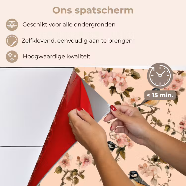Bloesem - Koolmees - Roze keuken achterwand spatscherm klein 900 -spatscherm_NL