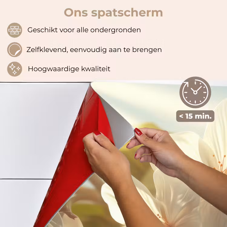 Bloesems - Wit - Zonnestralen - Bloemblaadjes keuken achterwand spatscherm klein -spatscherm_NL