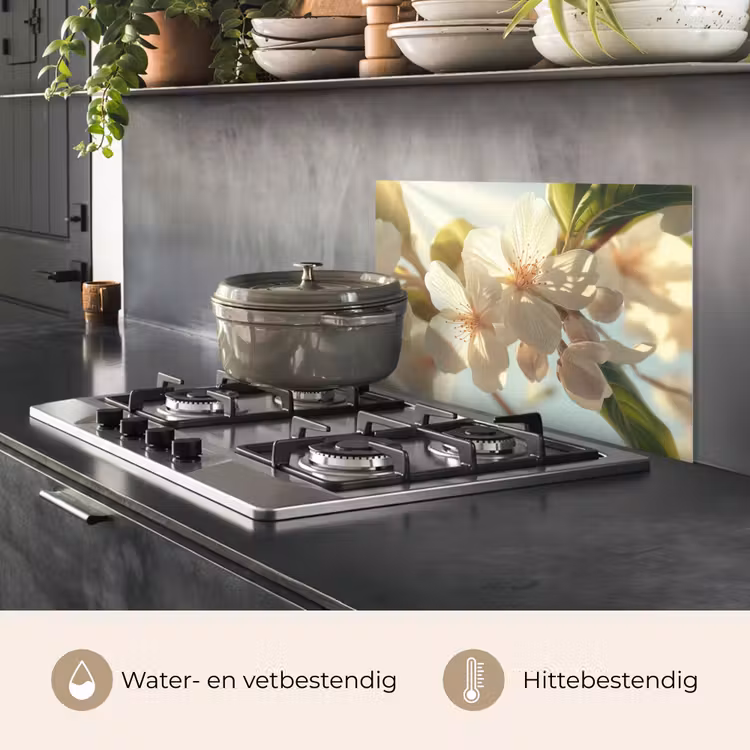 Bloesems - Wit - Zonnestralen - Bloemblaadjes keuken achterwand spatscherm klein -usp_NL