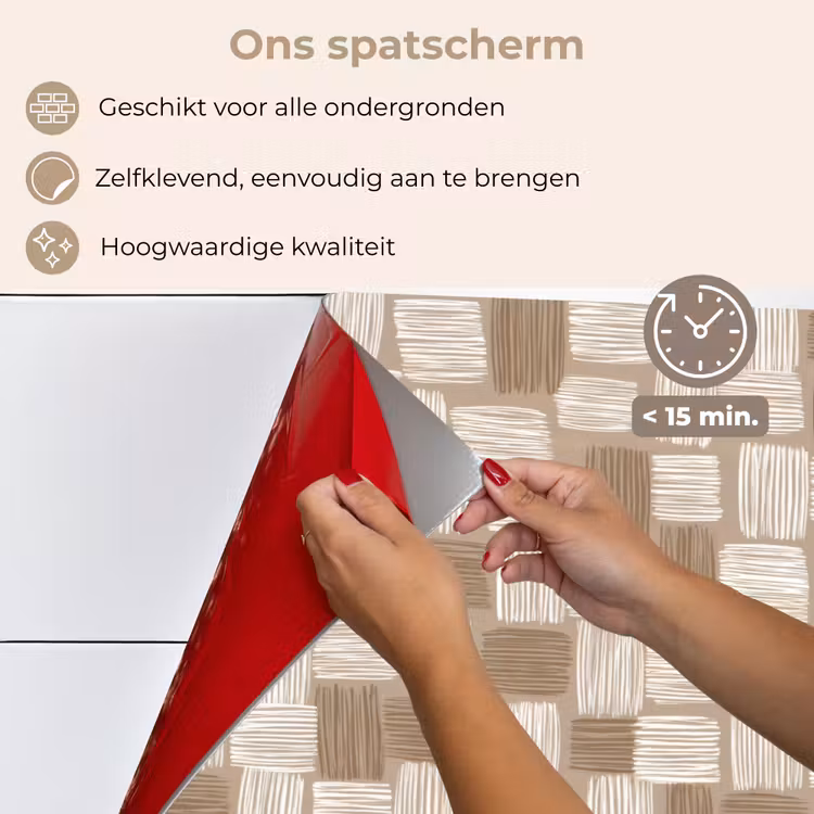 Blok - Patroon - Bruin keuken achterwand spatscherm klein 900 -spatscherm_NL