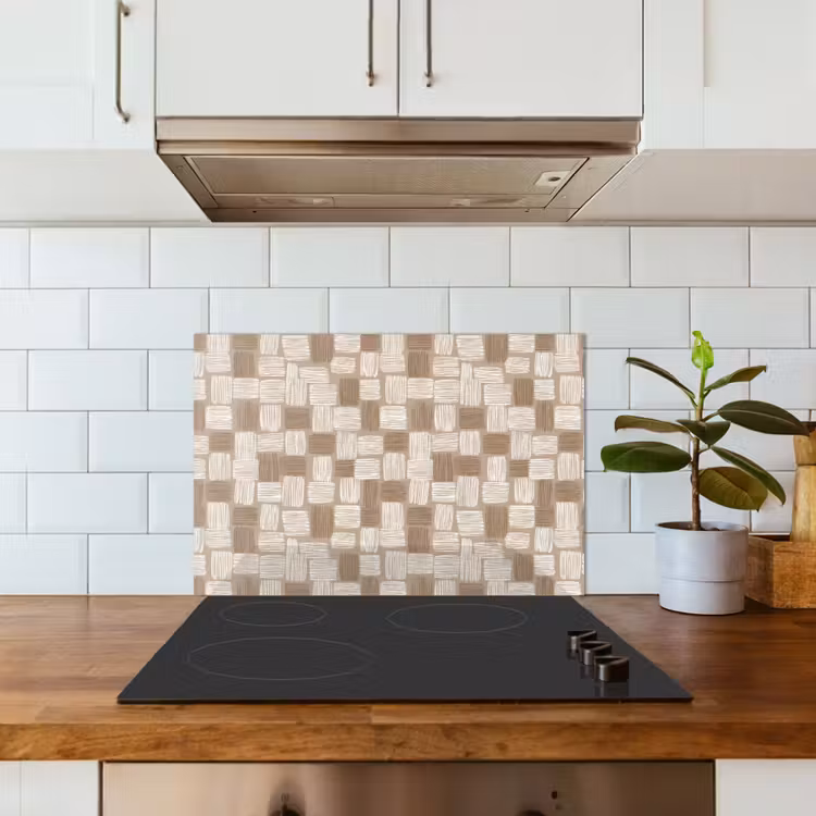 Blok - Patroon - Bruin keuken achterwand spatscherm klein 900 -sfeer2