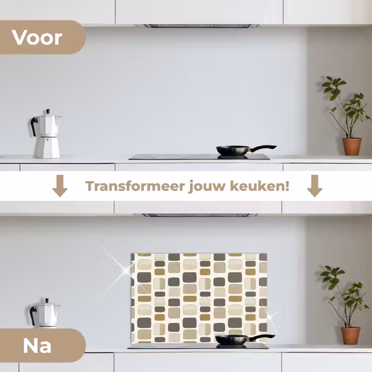Blokken - Vintage - Grijs keuken achterwand spatscherm klein 900 -voor_na_NL