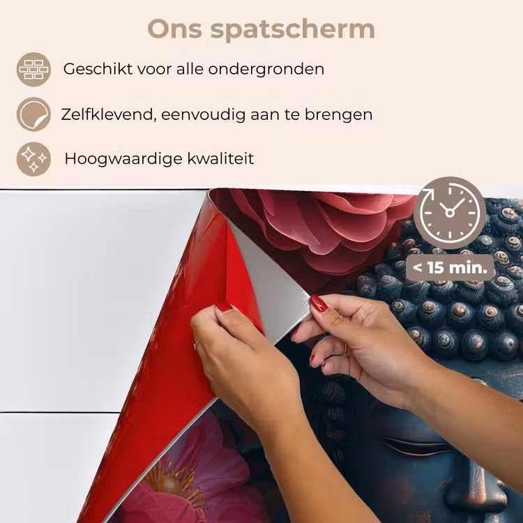 Boeddha - Bloemen - Buddha - Beeld - Kunst keuken achterwand spatscherm klein -spatscherm_NL