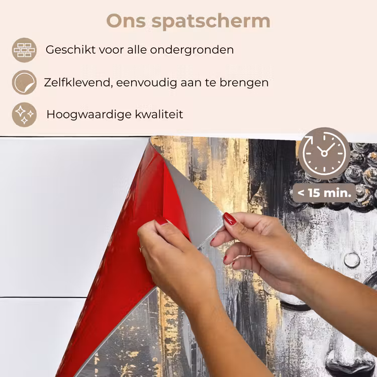 Boedhha - Penseelstreken - Goud - Abstract keuken achterwand spatscherm klein -spatscherm_NL