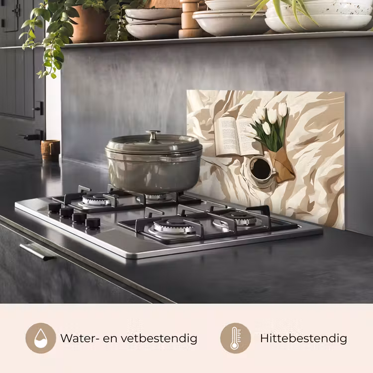 Boek - Illustratie - Tulpen - Koffie keuken achterwand spatscherm klein -usp_NL