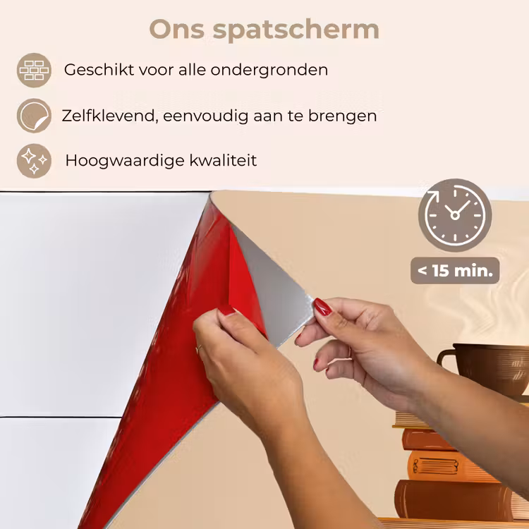 Boeken - Toren - Koffie - Beige keuken achterwand spatscherm klein -spatscherm_NL