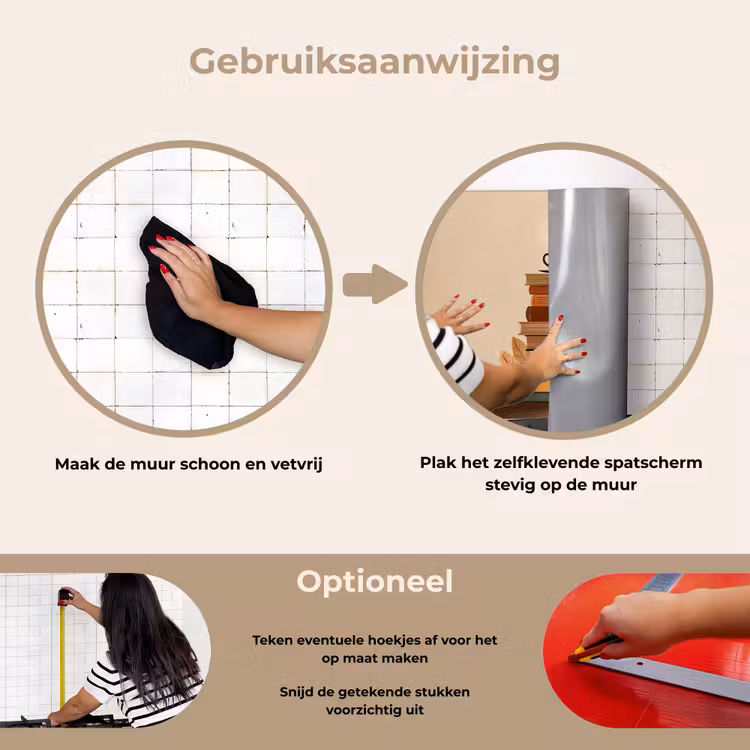 Boeken - Toren - Koffie - Beige keuken achterwand spatscherm klein -gebruiksaanwijzing_NL