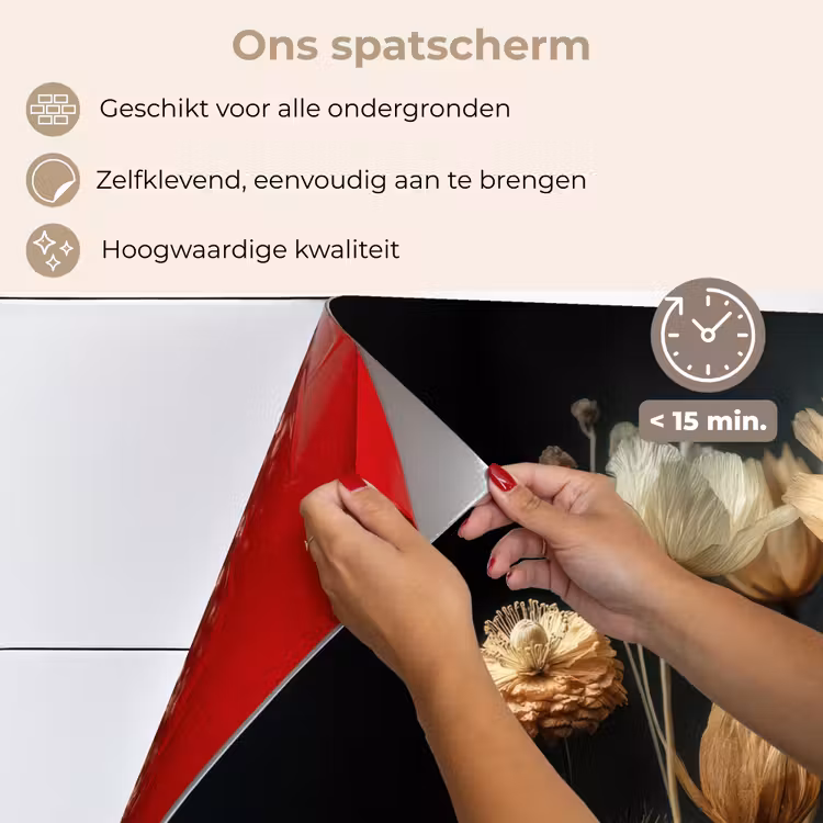 Boeket - Bloemen - Licht - Zwart keuken achterwand spatscherm klein -spatscherm_NL