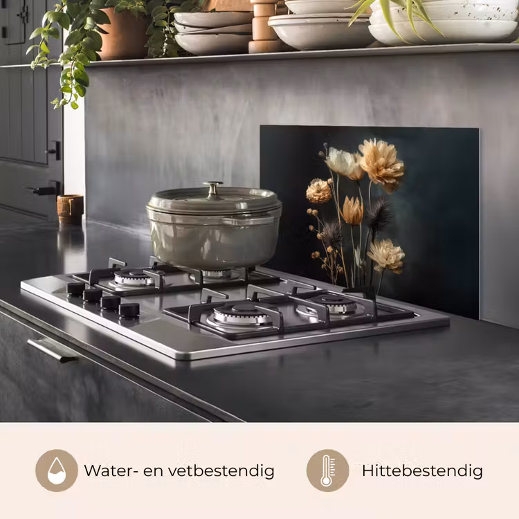 Boeket - Bloemen - Licht - Zwart keuken achterwand spatscherm klein -usp_NL