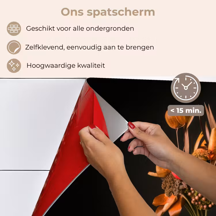 Boeket - Oranje - Gouden - vaas keuken achterwand spatscherm klein -spatscherm_NL