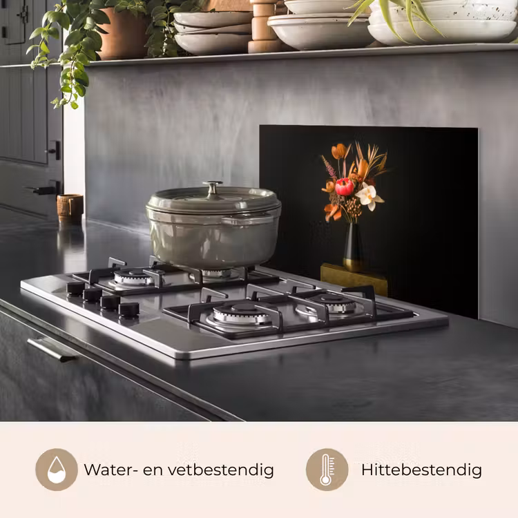 Boeket - Oranje - Gouden - vaas keuken achterwand spatscherm klein -usp_NL
