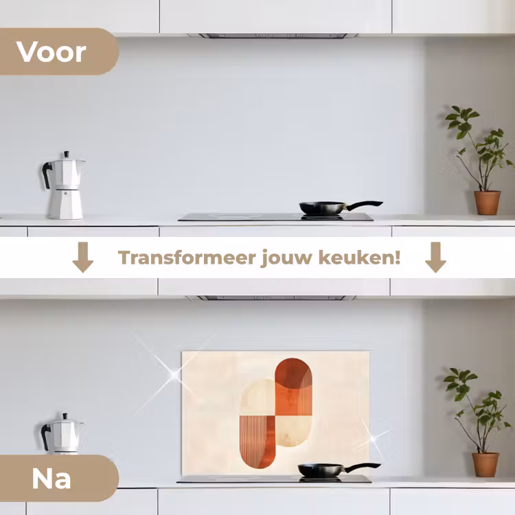 Bogen - Beige - Vormen keuken achterwand spatscherm klein -voor_na_NL