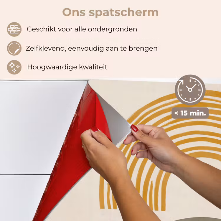 Bogen - Lijnen - Oranje - Minimalistisch keuken achterwand spatscherm klein -spatscherm_NL