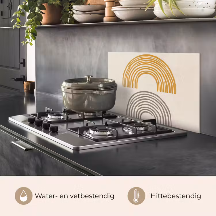 Bogen - Lijnen - Oranje - Minimalistisch keuken achterwand spatscherm klein -usp_NL