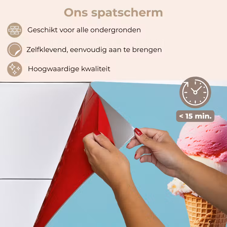 Bolletjes - Schepijs - Hoorntje - Blauw keuken achterwand spatscherm klein -spatscherm_NL