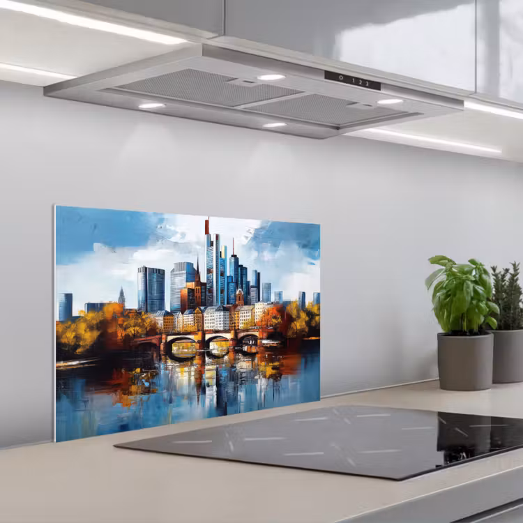Bomen Frankfurt- Stad - Skyline - Brug keuken achterwand spatscherm klein -3d_schuin