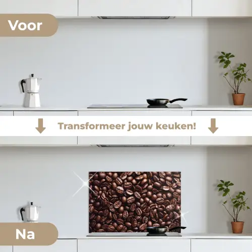 Bonen - Close-up - Donkerbruin keuken achterwand spatscherm klein -voor_na_NL