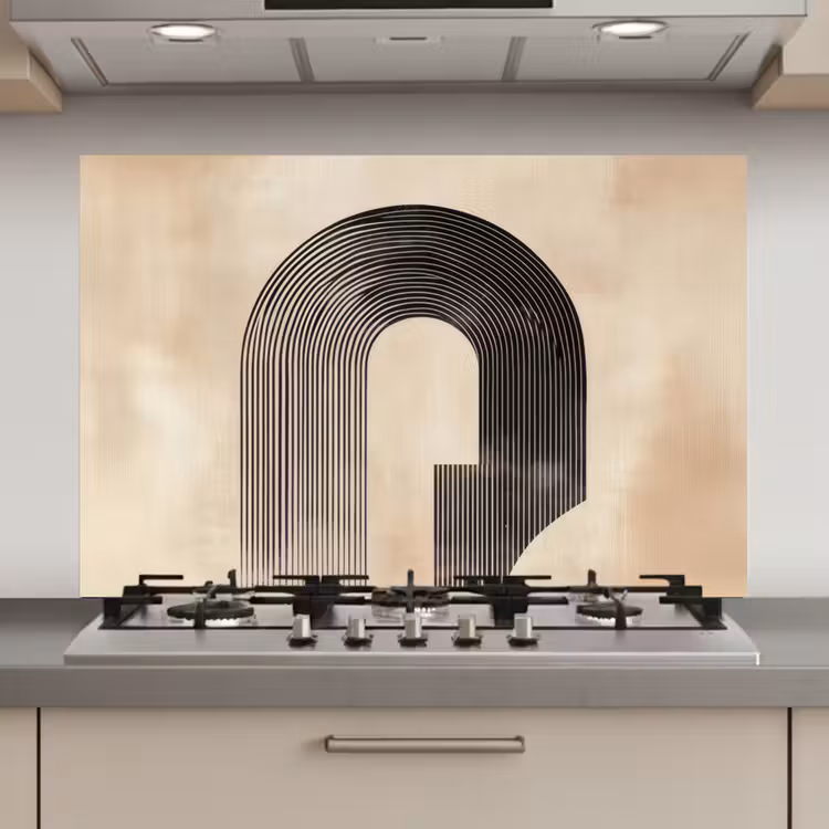 Boog - Strepen - Minimalistisch - Zwart keuken achterwand spatscherm klein -3d_website