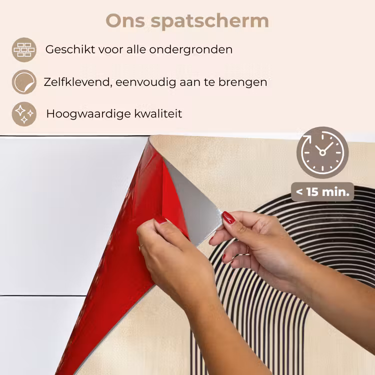 Boog - Strepen - Minimalistisch - Zwart keuken achterwand spatscherm klein -spatscherm_NL