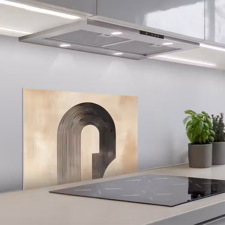 Boog - Strepen - Minimalistisch - Zwart keuken achterwand spatscherm klein -3d_schuin