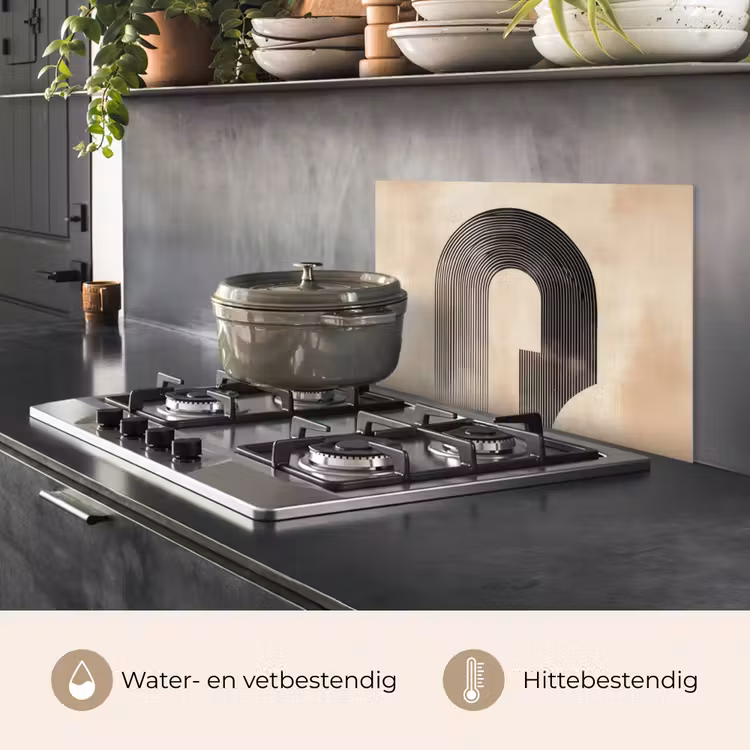 Boog - Strepen - Minimalistisch - Zwart keuken achterwand spatscherm klein -usp_NL