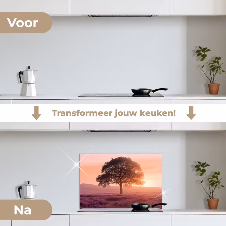 Boom - Heide - Zonsopgang keuken achterwand spatscherm klein -voor_na_NL
