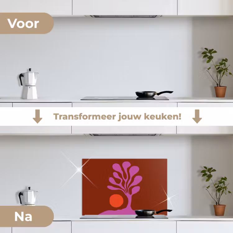 Boom - Paars - Cirkel - Vloeiend keuken achterwand spatscherm klein -voor_na_NL