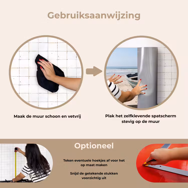 Boot - Zandstrand - Zee keuken achterwand spatscherm klein -gebruiksaanwijzing_NL