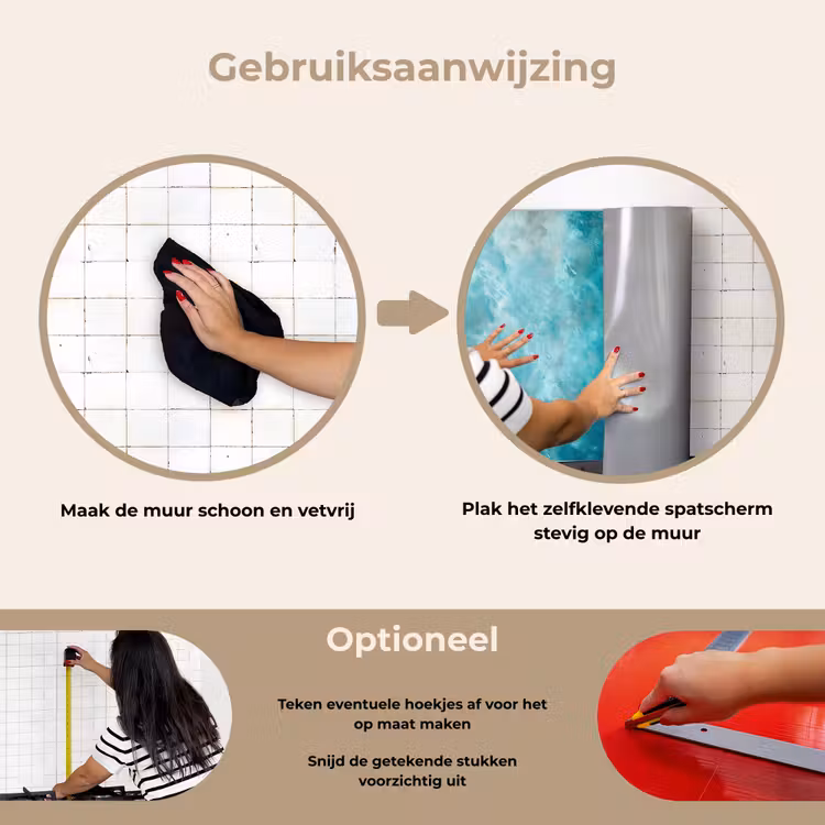 Bootje - Water - Blauw keuken achterwand spatscherm klein -gebruiksaanwijzing_NL
