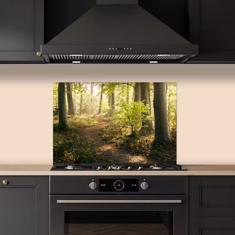 Bos - Bomen - Pad - Zon - Planten - Bladeren - Natuur keuken achterwand spatscherm klein -sfeer1