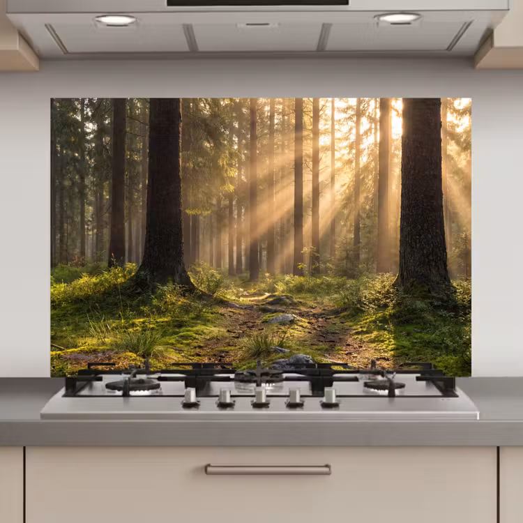 Bos - Zonlicht - Gras keuken achterwand spatscherm klein -3d_website