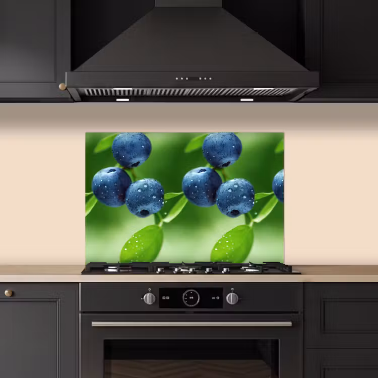 Bosbessen - Paars - Bladeren - Groen keuken achterwand spatscherm klein 900 -sfeer1