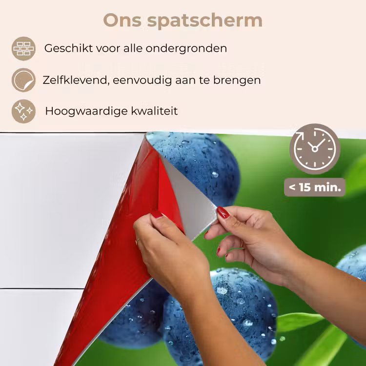Bosbessen - Paars - Bladeren - Groen keuken achterwand spatscherm klein 900 -spatscherm_NL