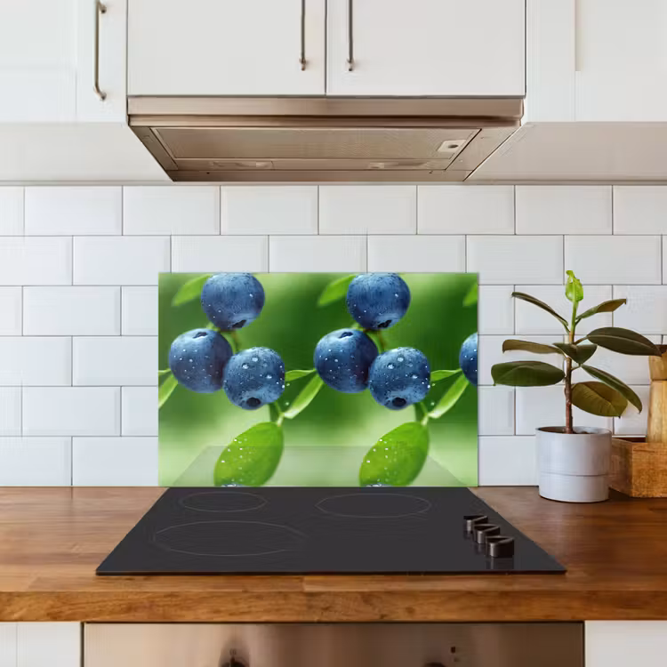 Bosbessen - Paars - Bladeren - Groen keuken achterwand spatscherm klein 900 -sfeer2