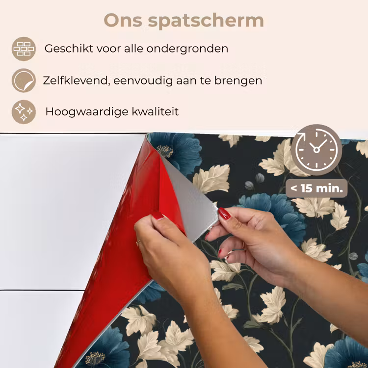 Botanisch - Bloemen - Blauw keuken achterwand spatscherm klein 900 -spatscherm_NL
