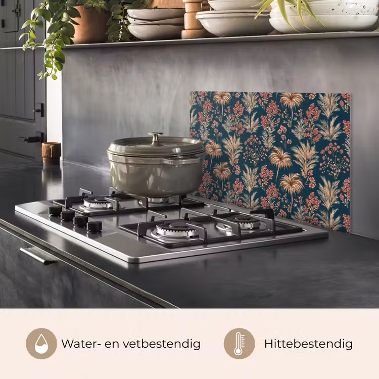 Botanisch - Patroon - Blauw keuken achterwand spatscherm klein 900 -usp_NL