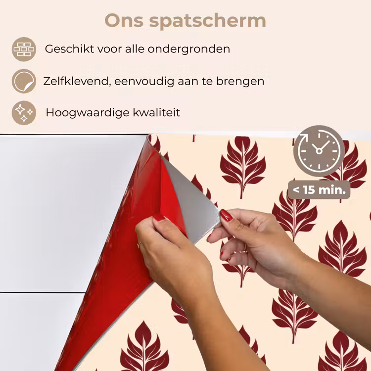Botanisch - Patroon - Bordeaux keuken achterwand spatscherm klein 900 -spatscherm_NL