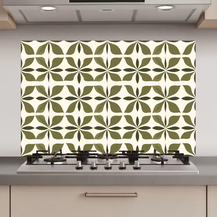Botanisch - Retro - Groen keuken achterwand spatscherm klein 900 -3d_website
