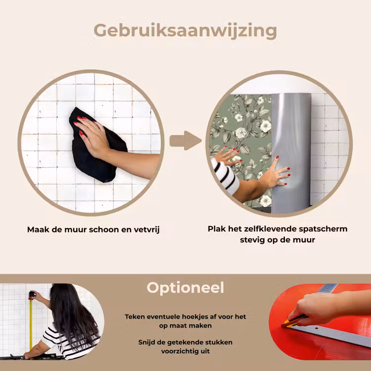 Botanisch - Vogels - Groen keuken achterwand spatscherm klein 900 -gebruiksaanwijzing_NL