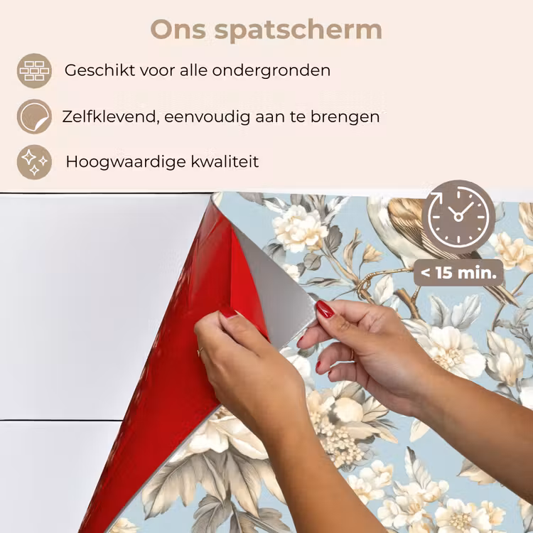 Botanisch - Zangvogel - Blauw keuken achterwand spatscherm klein 900 -spatscherm_NL