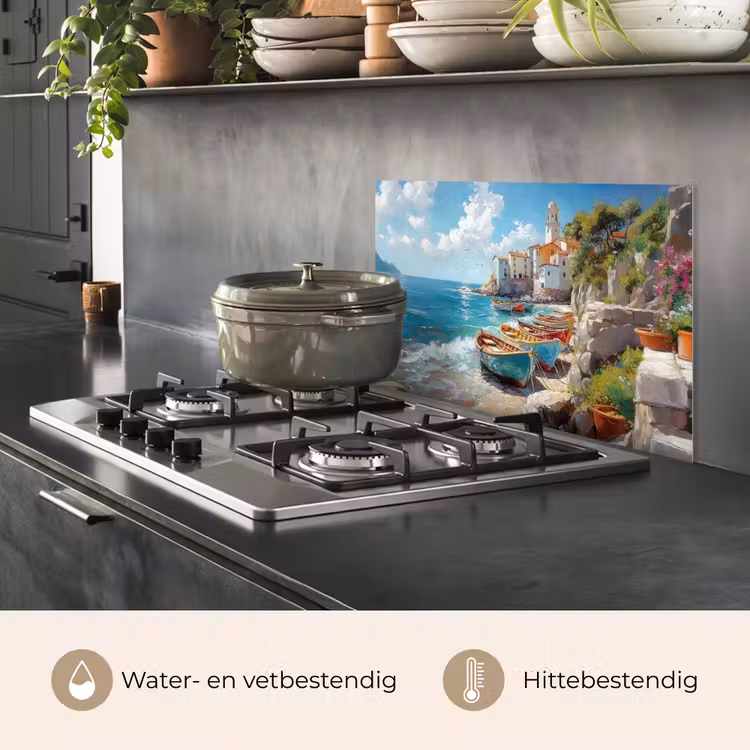 Boten - Rotsen - Zee - Zon keuken achterwand spatscherm klein -usp_NL
