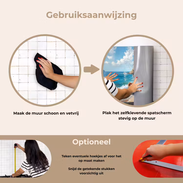 Boten - Rotsen - Zee - Zon keuken achterwand spatscherm klein -gebruiksaanwijzing_NL