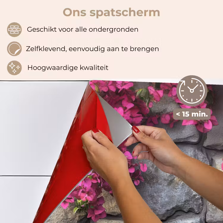 Bougainvillea - Stenen Muur - Roze keuken achterwand spatscherm klein -spatscherm_NL