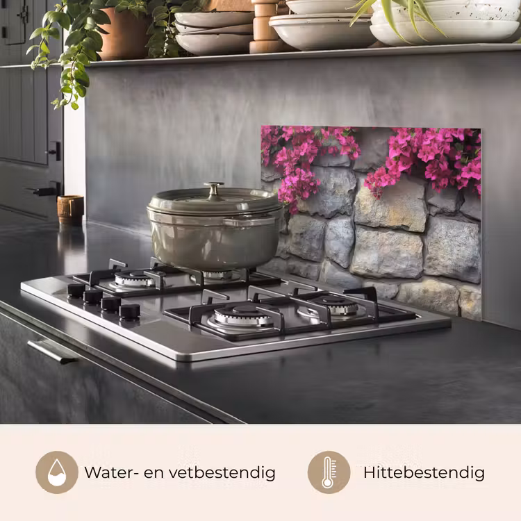 Bougainvillea - Stenen Muur - Roze keuken achterwand spatscherm klein -usp_NL